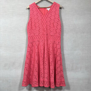 Charter Club Crochet Sleeveless Dress Size XL Coral Pink Fit & Flare